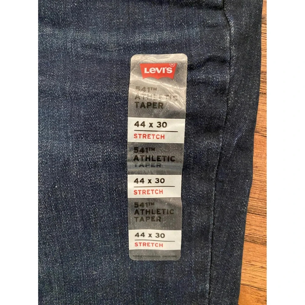 Levis 541 Athletic Taper Mens Stretch Jeans Dark Wash Indigo 44x30 NEW